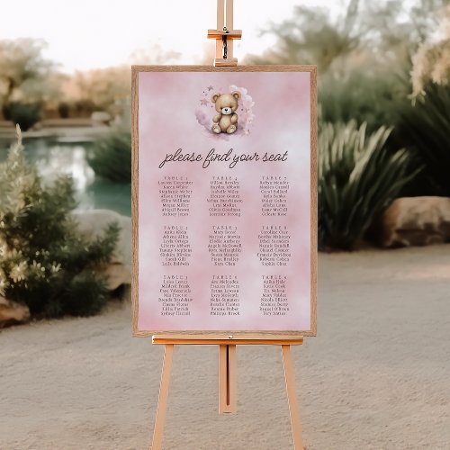 We Can Bearly Wait Pink Baby Shower Seating Chart