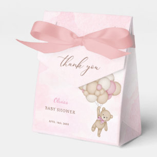 We Can Bearly Wait Pink Baby Shower Thank You Favor Boxes