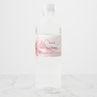 We Can Bearly Wait Pink Baby Shower Water Bottle Label