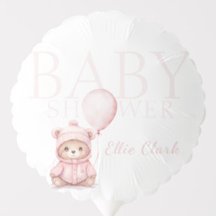 We Can Bearly Wait Pink Bear Baby Shower  Balloon