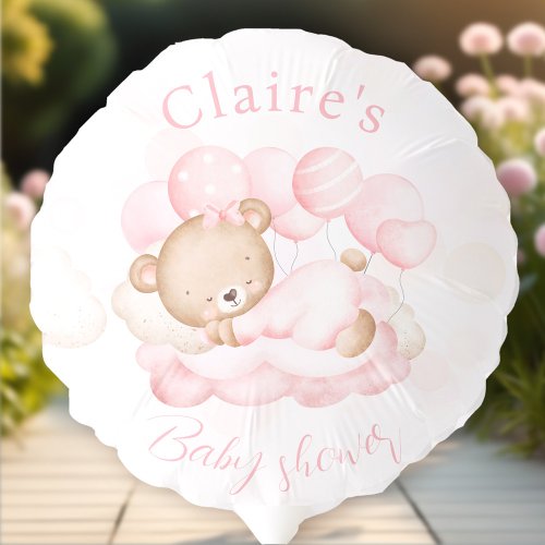 We Can Bearly Wait Pink Bear Baby Shower Balloon