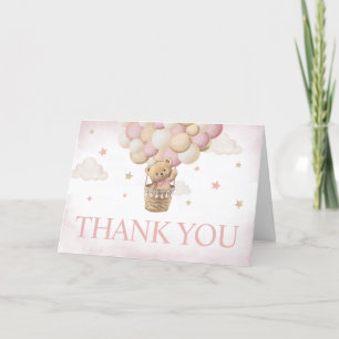We Can Bearly Wait Pink Bear Baby Shower  Thank You Card