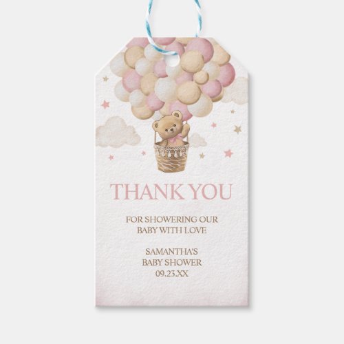 We Can Bearly Wait Pink Bear Favor Tags