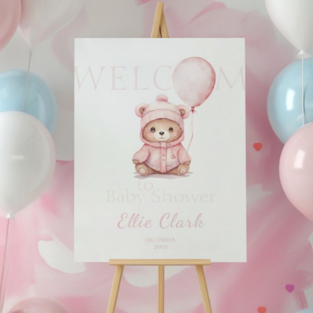 We Can Bearly Wait Pink Bear Girl Baby Shower  Foam Board (Creator Uploaded)