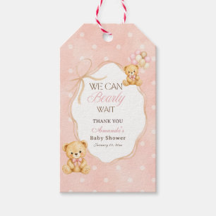 We Can Bearly Wait Pink Bear Girl Baby Shower Gift Tags
