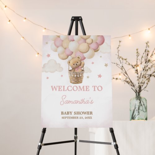 We Can Bearly Wait Pink Bear Welcome Sign