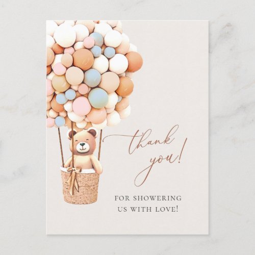 We Can Bearly Wait Pink Blue Baby Shower Thank You Postcard