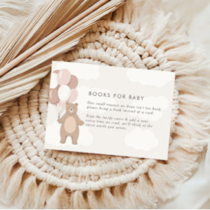 We Can Bearly Wait Pink Books for Baby Shower Enclosure Card