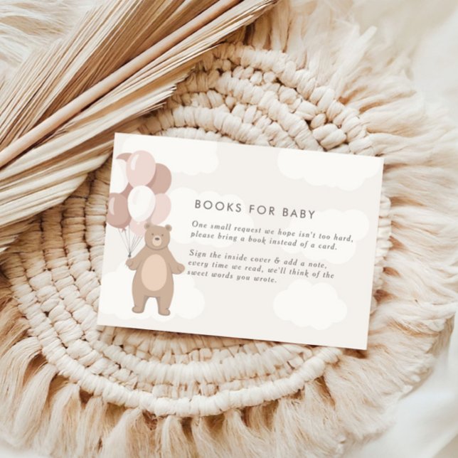 We Can Bearly Wait | Pink Books for Baby Shower Enclosure Card (Creator Uploaded)