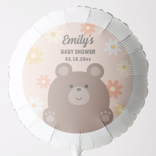 We Can Bearly Wait Pink Daisies Girl Baby Shower Balloon