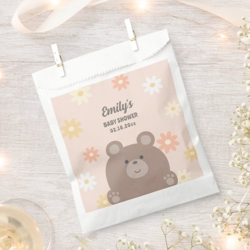 We Can Bearly Wait Pink Daisies Girl Baby Shower Favor Bag