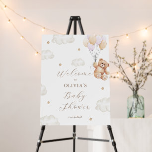 We Can Bearly Wait Pink Girl Baby Shower Foam Board
