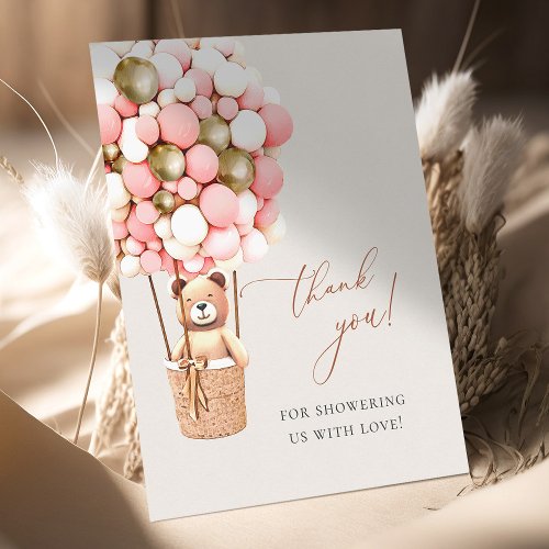 We Can Bearly Wait Pink Gold Baby Shower Thank You Postcard