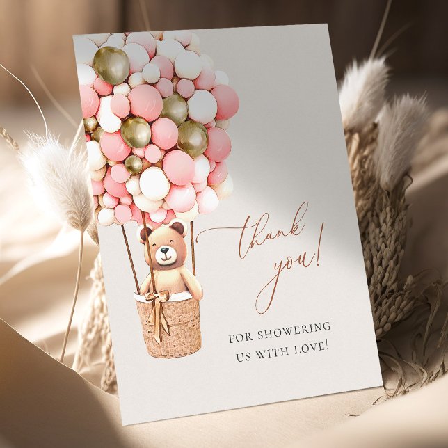 We Can Bearly Wait Pink Gold Baby Shower Thank You Postcard (Creator Uploaded)