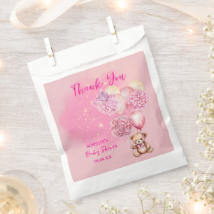 We Can Bearly Wait Pink Hydrangeas & Balloon Favor Bag