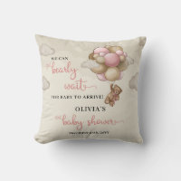We can bearly wait pink ivory brown balloons girl