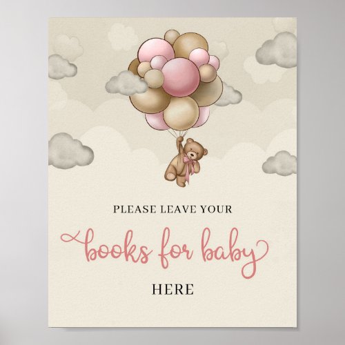 We can bearly wait pink ivory brown books for baby poster
