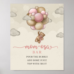 We can bearly wait pink ivory brown Mom-osa bar Poster