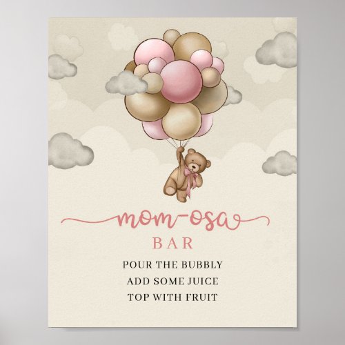 We can bearly wait pink ivory brown Mom_osa bar Poster