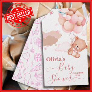 We Can Bearly Wait Pink Pooh Bear Baby Shower Gift Tags