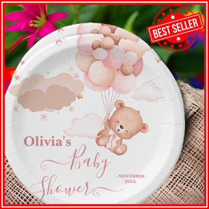 We Can Bearly Wait Pink Pooh Bear Baby Shower Paper Plates