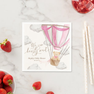 We Can Bearly Wait Pink Teddy Bear Baby Shower Napkins