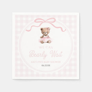 We Can Bearly Wait Pink Teddy Bear Baby Shower Napkins