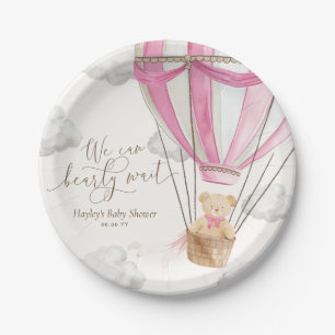 We Can Bearly Wait Pink Teddy Bear Baby Shower Paper Plates