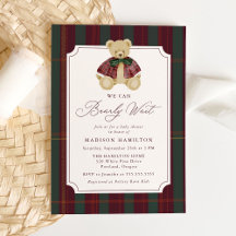 We Can Bearly Wait Plaid Teddy Bear Baby Shower