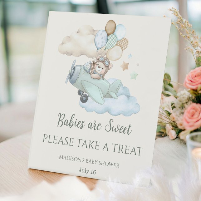 We Can Bearly Wait Please Take a Treat  Pedestal Sign (We Can Bearly Wait Please Take a Treat Pedestal Sign)