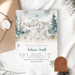 We Can Bearly Wait Polar Bear Baby Shower Invitation