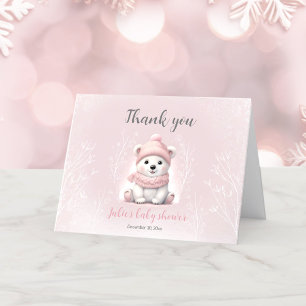 We Can Bearly Wait Polar Bear Baby Shower Letterpress Thank You Card