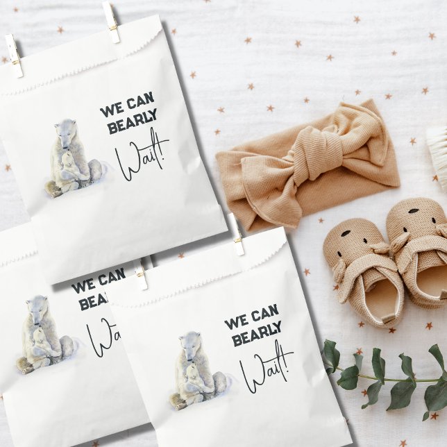 We Can Bearly Wait Polar Bear Winter Baby Shower Favor Bag (Creator Uploaded)