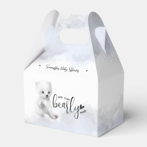 We can bearly wait polar bear Winter Baby Shower  Favor Boxes