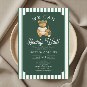 We Can Bearly Wait Preppy Bear Tartan Baby Shower Invitation
