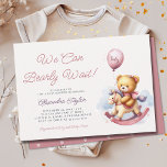 We Can Bearly Wait Rocking Horse Baby Girl Shower Invitation