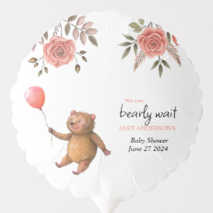 We Can Bearly Wait Rose Teddy Baby Shower Balloon