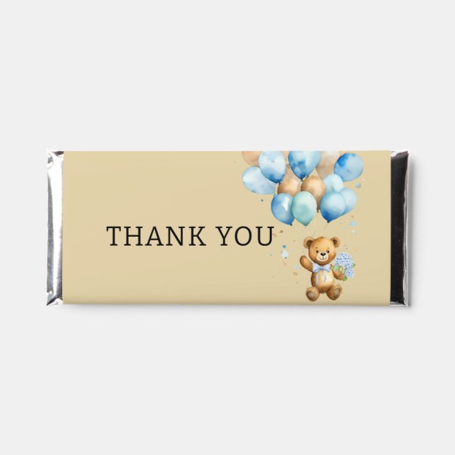 We Can Bearly Wait Royal Blue And Gold Abstract Hershey Bar Favors (Front)