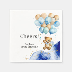 We Can Bearly Wait Royal Blue And Gold Abstract Napkins
