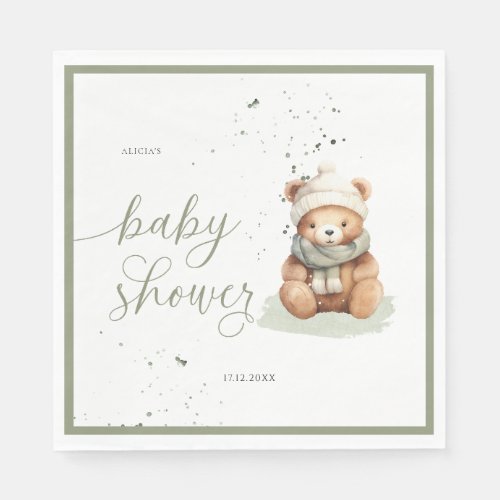 We Can Bearly Wait Sage Baby Shower Paper Cups Napkins