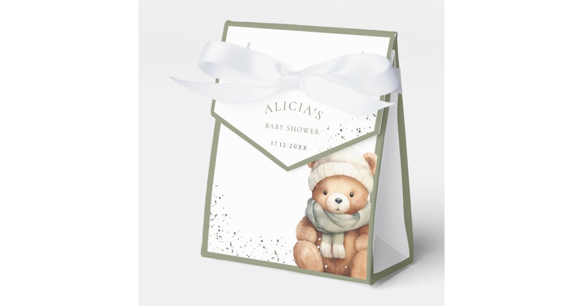We Can Bearly Wait Sage White Favor Box