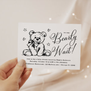 We Can Bearly Wait Simple Baby Shower Invitation