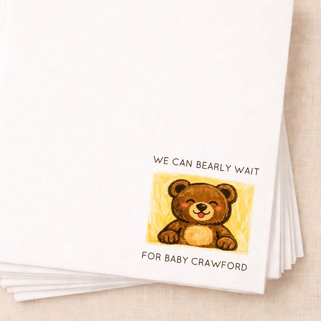 We Can Bearly Wait! Simple Hand Drawn Baby Shower Napkins (Creator Uploaded)
