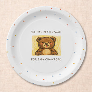 We Can Bearly Wait! Simple Hand Drawn Baby Shower Paper Plates