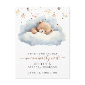 We Can Bearly Wait Sleeping Baby Bear Pregnancy  Announcement Postcard