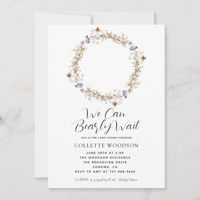 We Can Bearly Wait Sleeping Teddy Bear Baby Shower Invitation (Front)