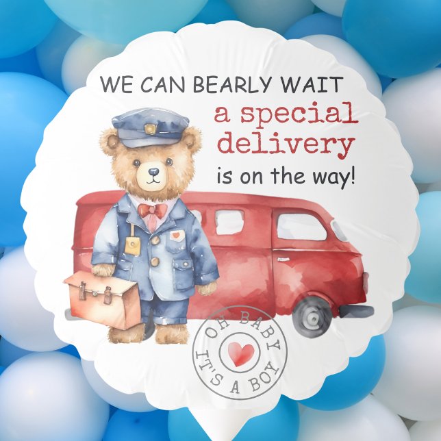 We Can Bearly Wait Special Delivery Baby Shower Balloon (Creator Uploaded)