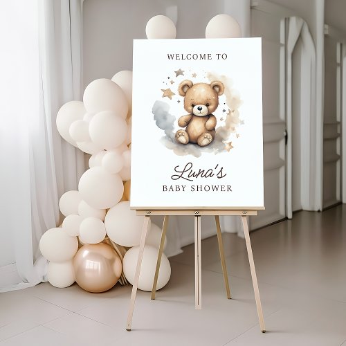 We Can Bearly Wait Tan Baby Shower Welcome Sign