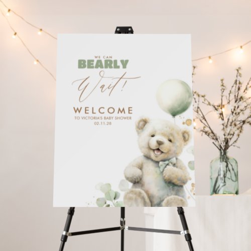 We Can Bearly Wait Teddy Baby Shower Welcome Foam Board
