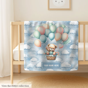 We Can Bearly Wait Teddy Balloon Baby Blanket